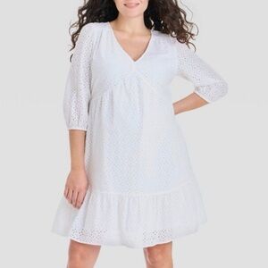 Isabel by Ingrid Isabel White Eyelet Maternity Dress Size M